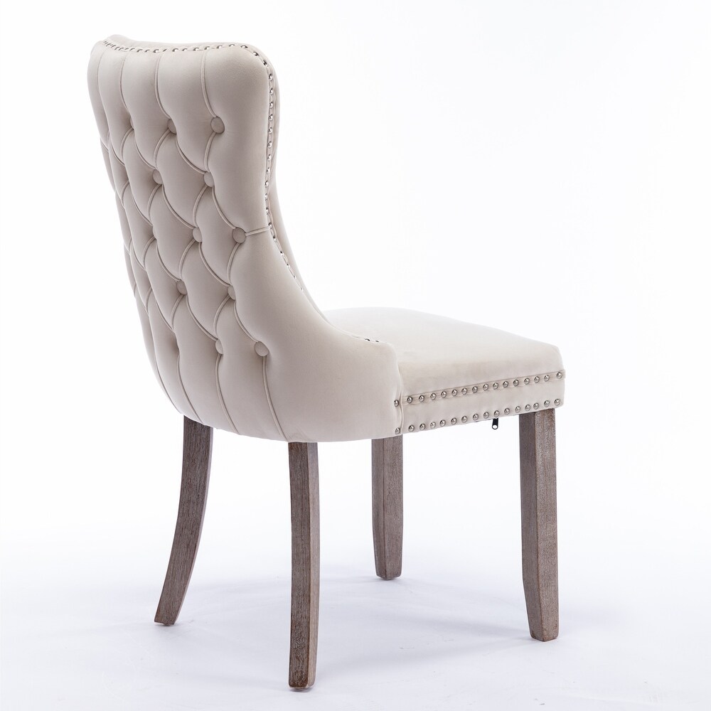 Set of 2 Upholstered Wing Back Dining Chair