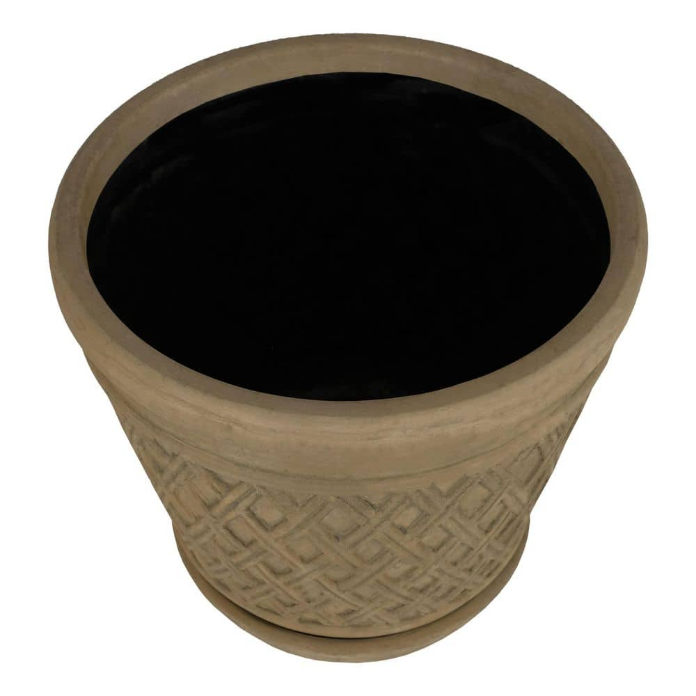 PRIVATE BRAND UNBRANDED Lattice Pot with Saucer-Aged Granite 23 in. D 22 in. H LHDPTSLPT23X22S