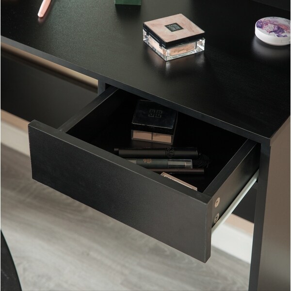 Modern Wooden Dressing Table with Drawer，Mirror and Shelves