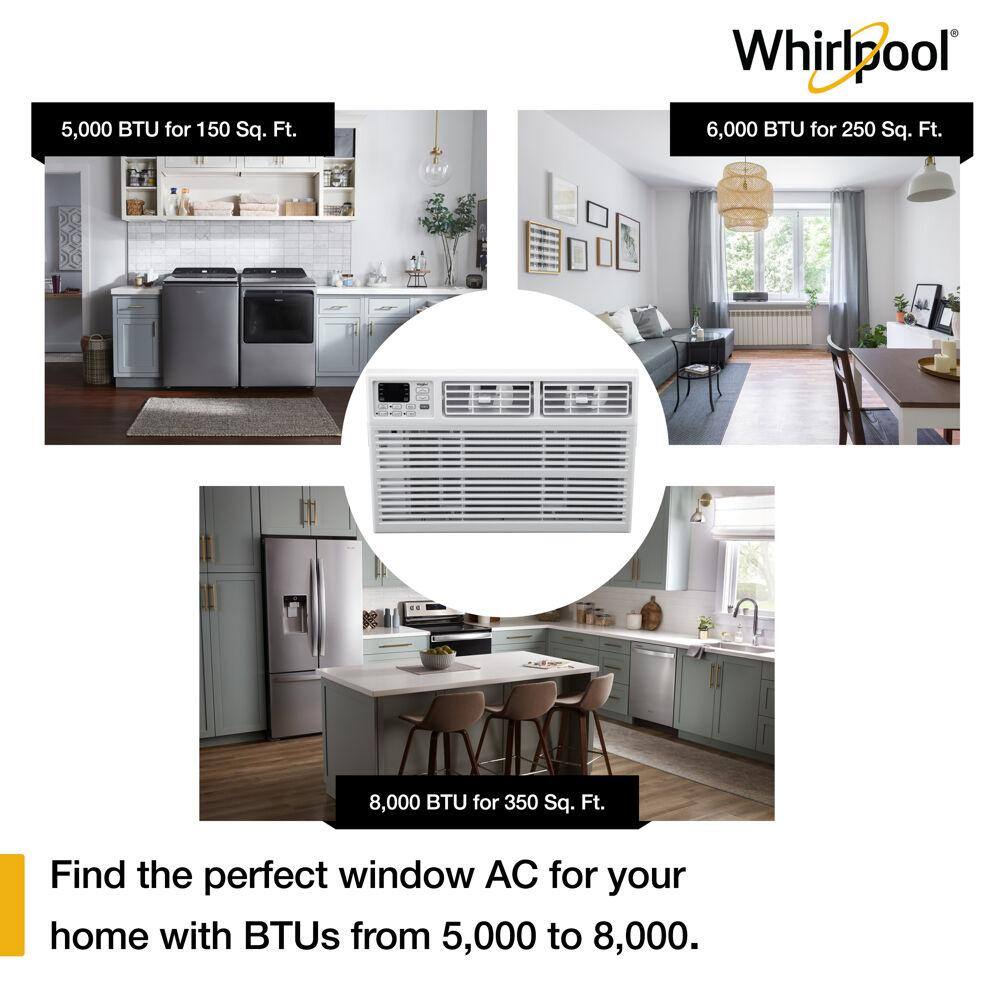 Whirlpool Energy Star 6000 BTU 115-Volt Window-Mounted Air Conditioner w Remote Digital Display DehumidifierTimer 250 sq.ft. WHAW061BW