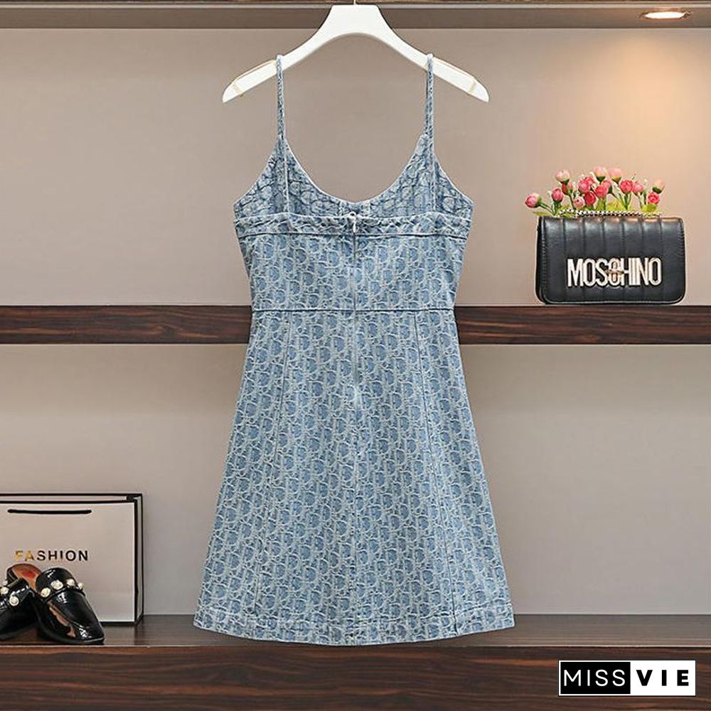 Basic Tee+Denim Cami Dress P10138