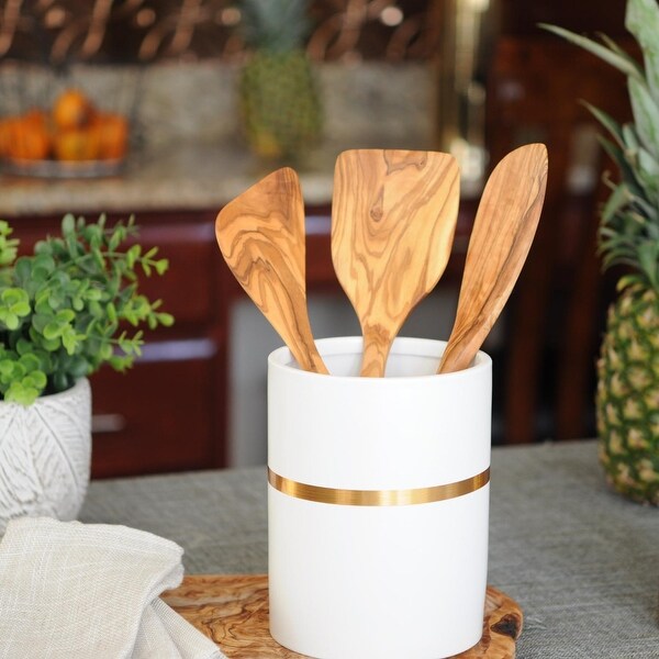 Wooden Turning Spatula Olive Wood Pan Paddle Spatula - 12