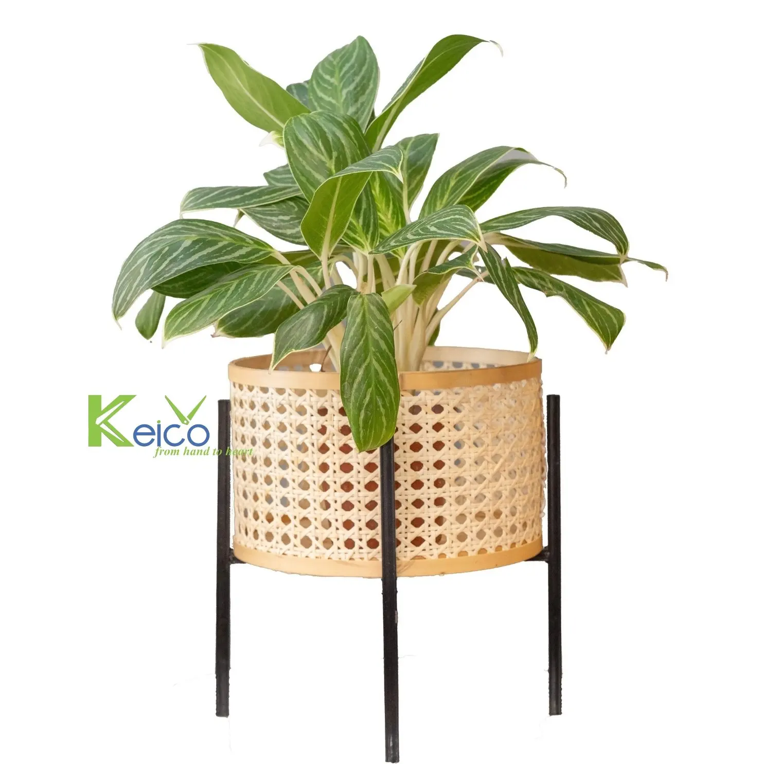 Round Rattan Planter With Bamboo Bottom Metal Legs New Collection New Design made in Viet Nam from Keico