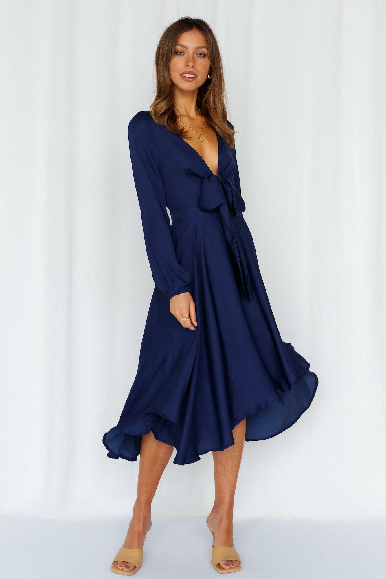 Talk Fast Midi Dress Navy