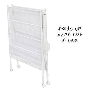 Honey-Can-Do 26 in. W x 36 in. H White Steel Portable Rolling Clothes Drying Rack DRY-08550