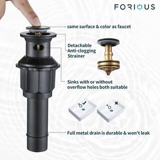 FORIOUS Single-Handle 1 or 3 Hole Waterfall Bathroom Faucet Bathroom Sink Faucet Black HH0305B