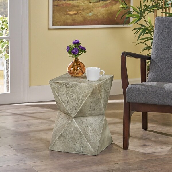 Lux Outdoor Weight Concrete Side Table，Light Gray