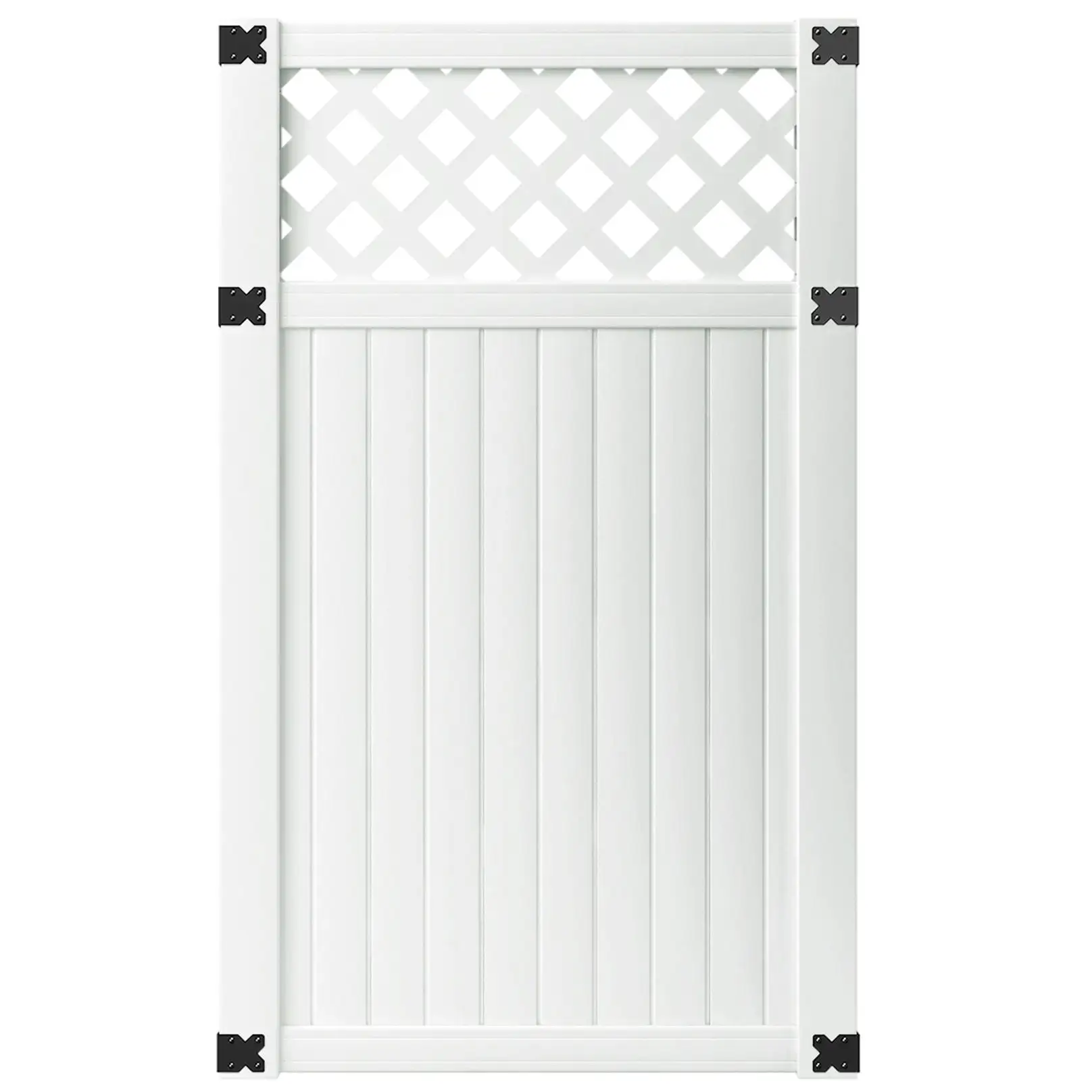Outdoor Essentials Lewiston 6 ft. x 42 in. White Vinyl Lattice-Top Privacy Fence Gate