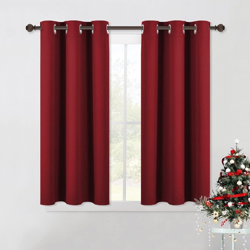 Bedroom Kitchen Blackout Short Curtain Panels  Insulated Blackout Curtains 2 Panels