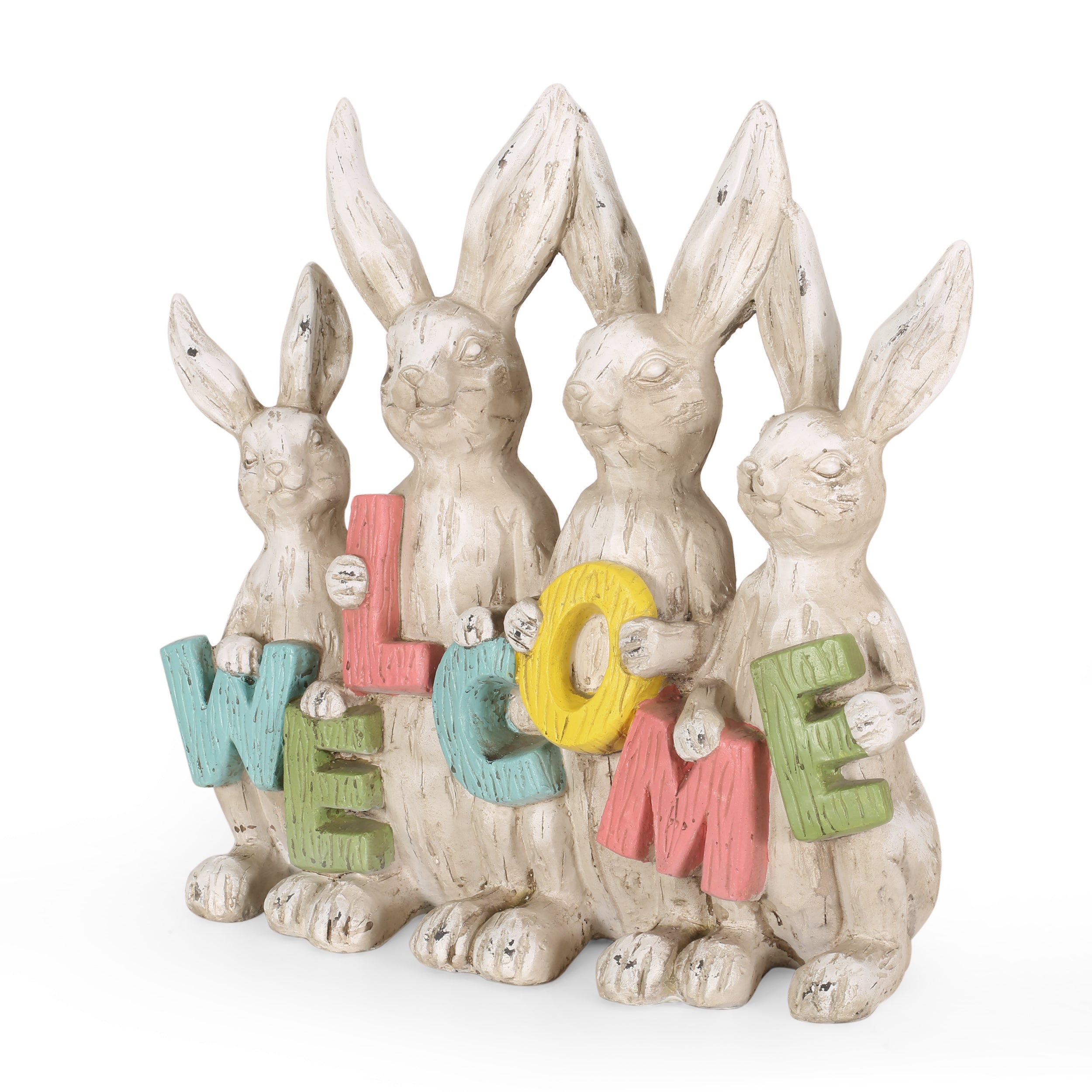 Rogge Outdoor Rabbit Family Garden Statue, Multi-Colored