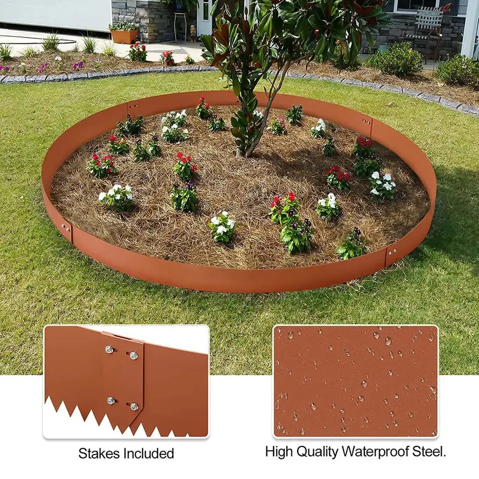 Corten Steel Garden Metal Decor Outdoor OEM Flexible Edging Border Garden Flower Beds Landscape Edging Kit Steel Raised Edge ODM