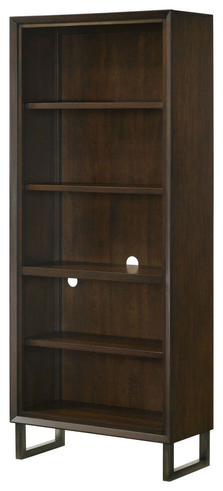 Marshall 4 shelf Bookcase Dark Walnut and Gunmetal   Modern   Bookcases   by Modon  Houzz