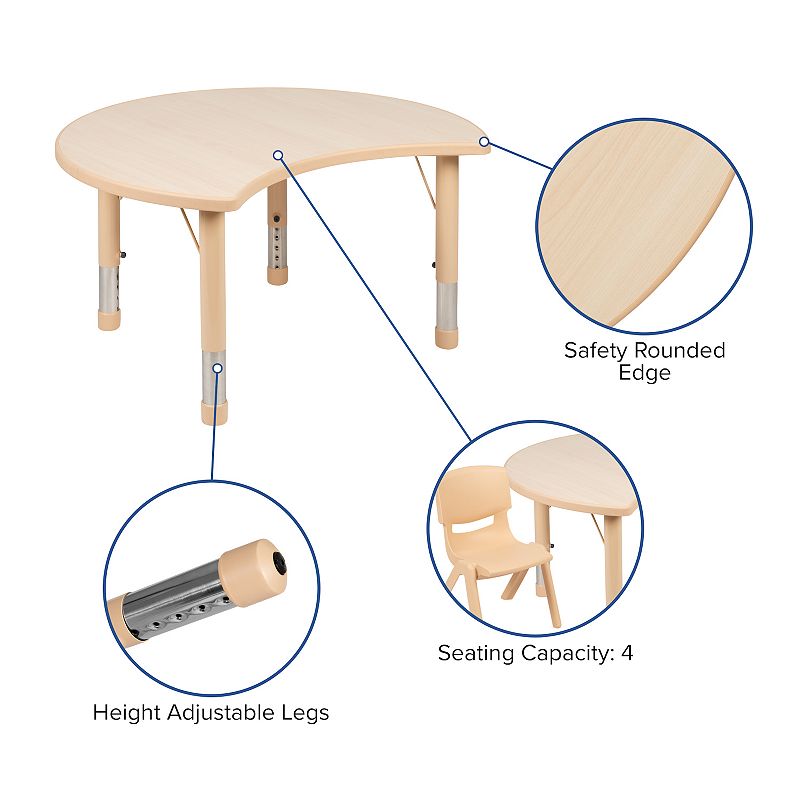 Kids Flash Furniture Wren Crescent Adjustable Activity Table