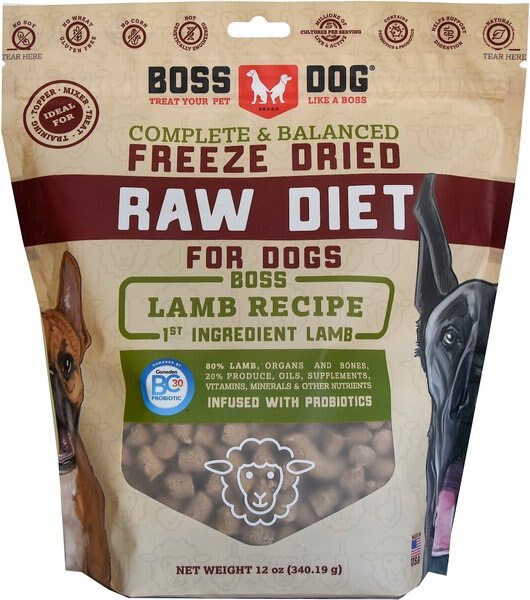 Boss Dog Complete and Balanced Raw Diet Lamb Recipe Freeze-Dried Dog Food， 12-oz bag