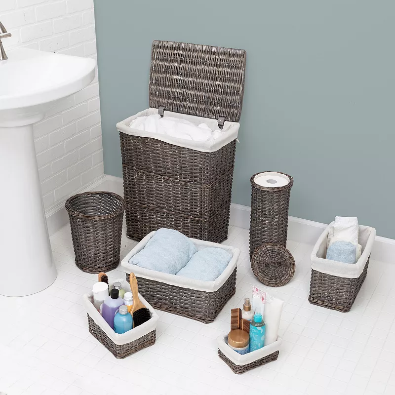 Honey-Can-Do 7-Piece Split Willow Woven Bathroom Storage Basket Set