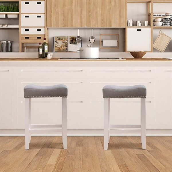 Backless Square Saddle Counter Stool Farmhouse Barstools (Set of 2)