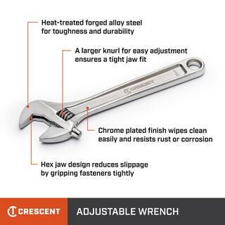 Crescent 6 in. 8 in. 10 in. 12 in. and 15 in. Chrome Adjustable Wrench Set (5-Piece) AC5PC