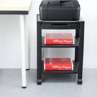 Mind Reader Classify 3- Shelf Mobile Printer Cart in Black PRCART-BLK