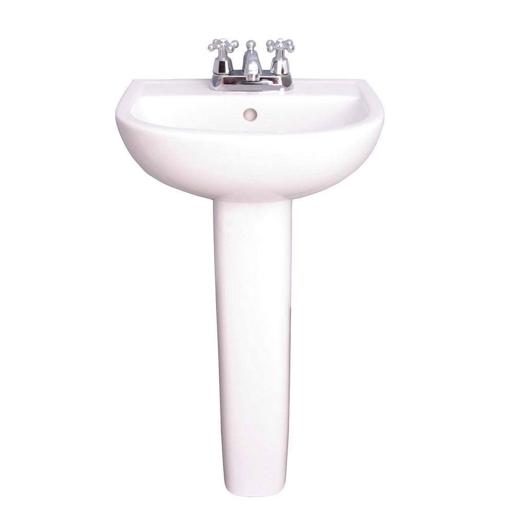 Barclay Products Compact 450 18 in. Pedestal Combo Bathroom Sink for 4 in. Centerset in White 3-534WH