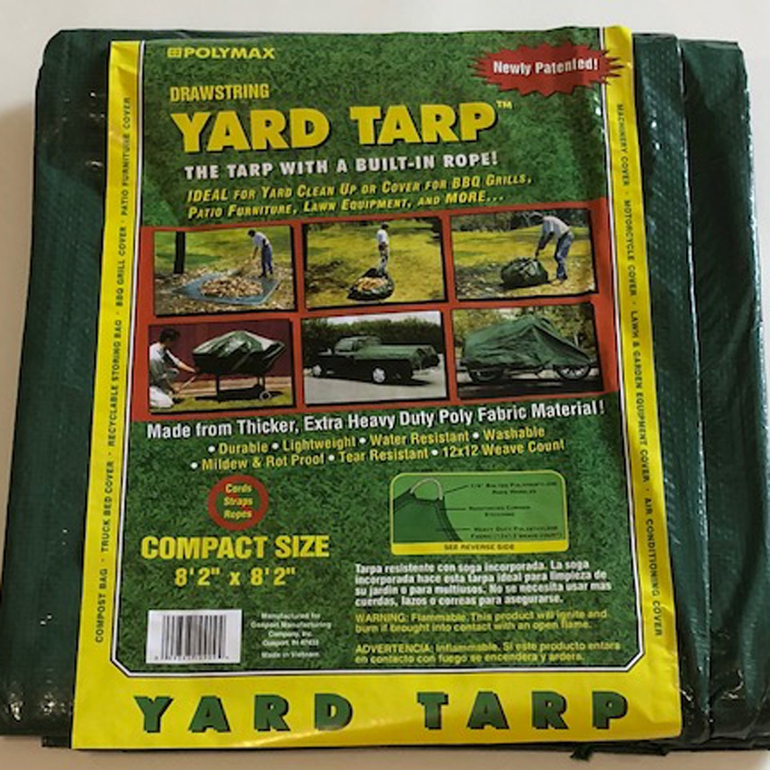 Gosport 8.2 ft. W X 8.2 ft. L Heavy Duty Polyethylene Drawstring Yard Tarp Green