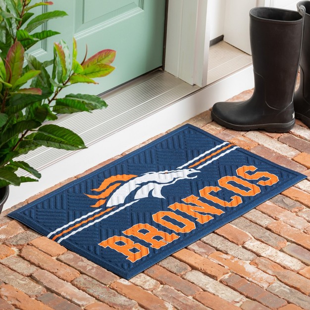 Evergreen Nfl Denver Broncos Embossed Mat Cross Hatch Indoor And Outdoor Doormat