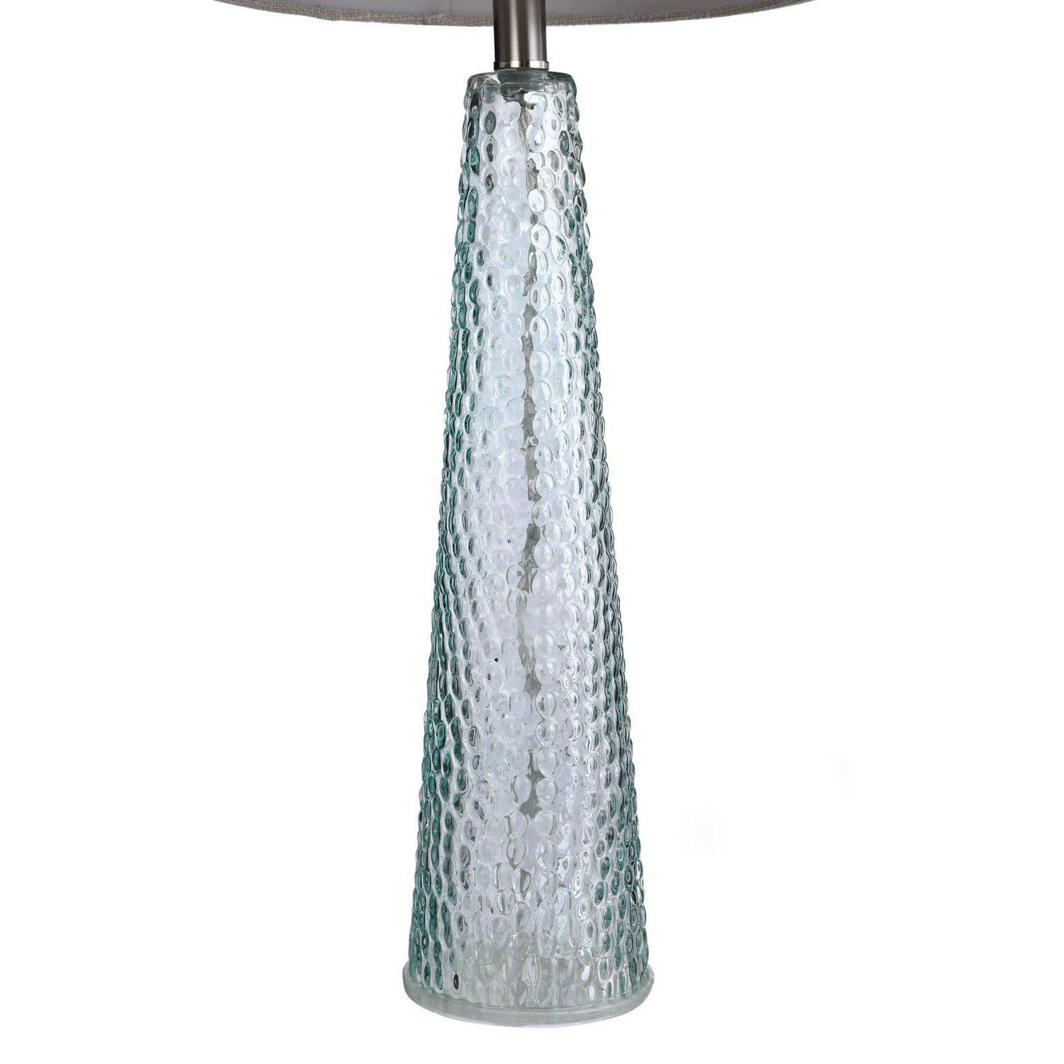 Table Lamp  Blue Finish  Beige Hardback Fabric Shade