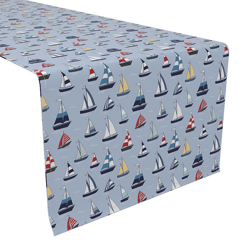 Table Runner， 100% Cotton， 16x72， Marine Sailboats