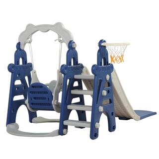 TIRAMISUBEST OutdoorIndoor HDPE 3-in-1 Playset with Slide Swing and Basketball Hoop DXY0102HPSXQ7