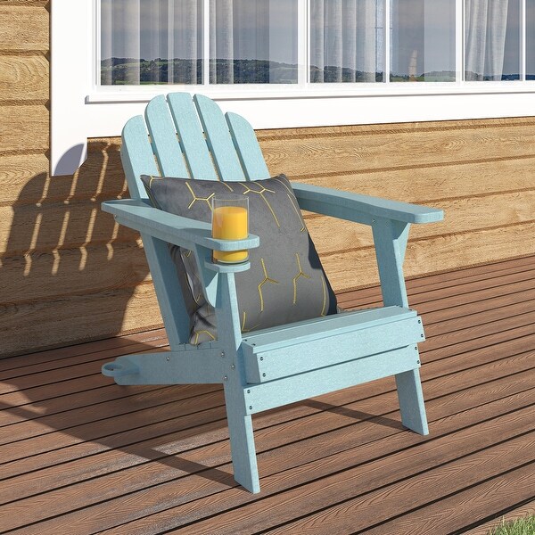 Casainc Traditional Curveback Plastic Patio Adirondack Chair with Cup Holder and umbrella holder Outdoor