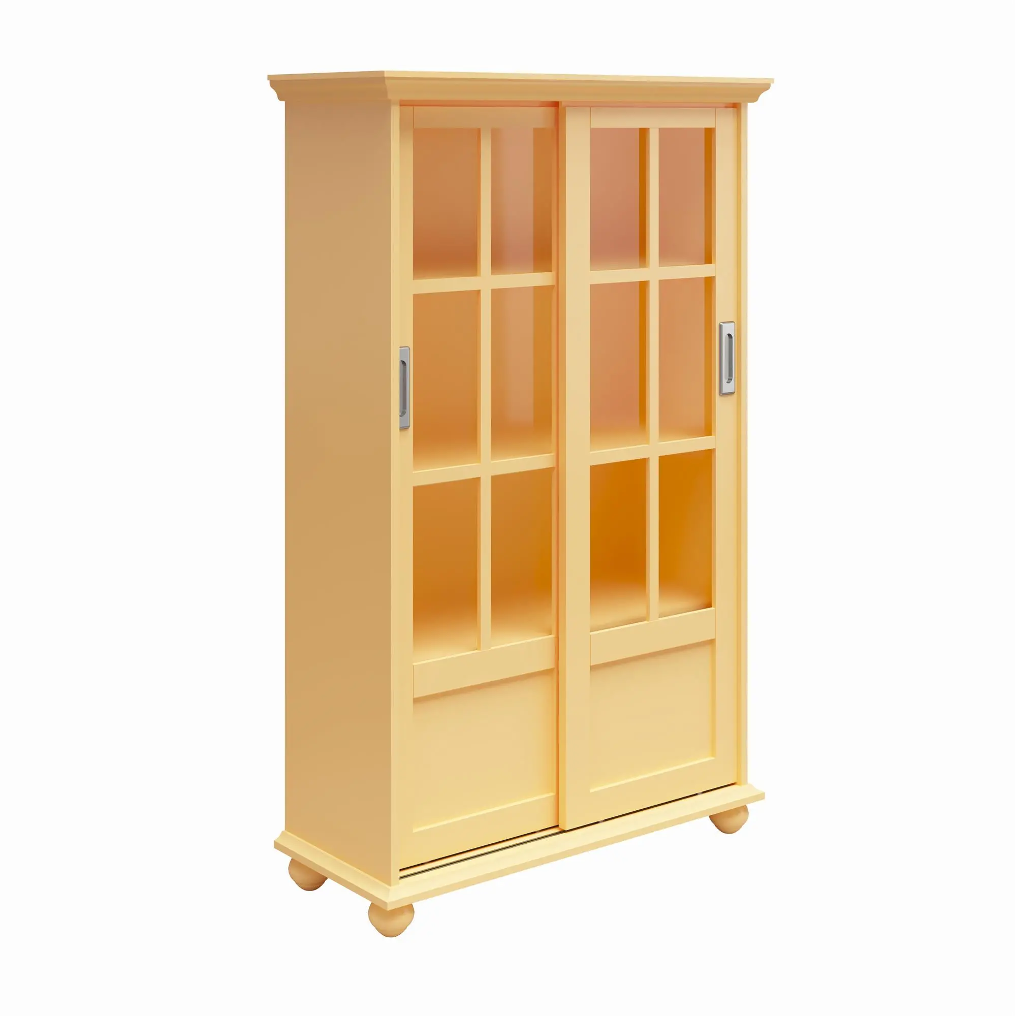 Aaron Lane Yellow Bookcase with Sliding Glass Doors