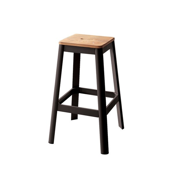 30 in. Natural Wood Bar Stool with Metal Tube