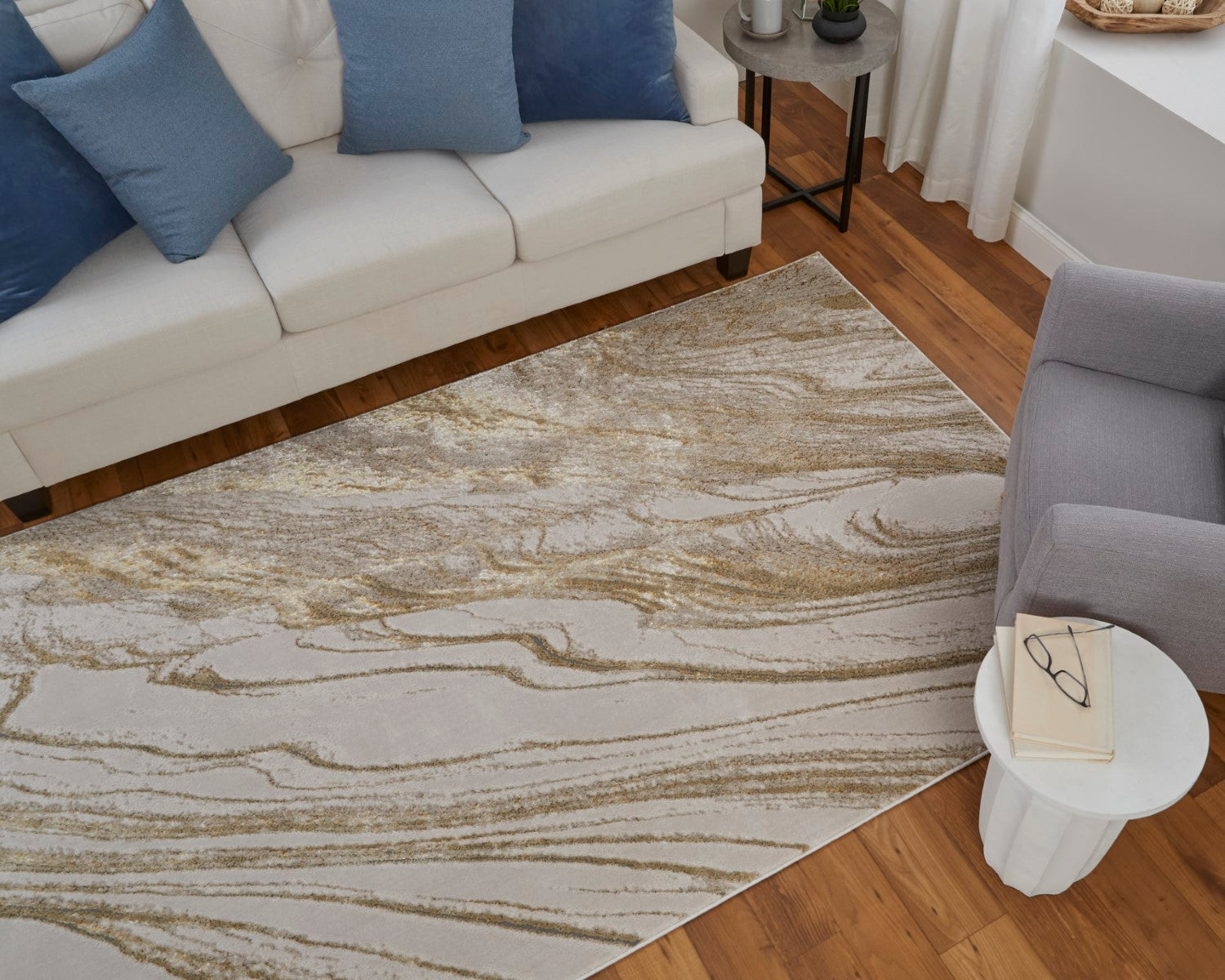 Tripoli Abstract Ivory/Taupe/Gold Rug