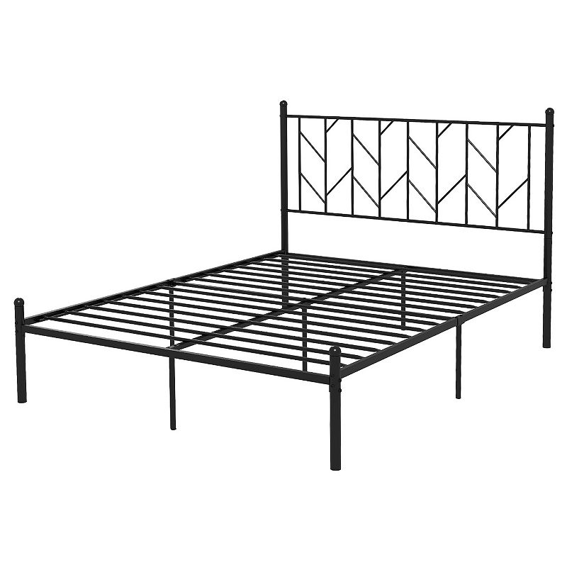 Platform Bed Frame With Sturdy Metal Slat Support