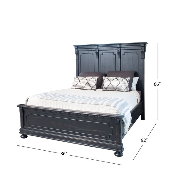 Abbyson Hendrick Distressed Black Wood 4 Piece Bedroom Set - - 28077612