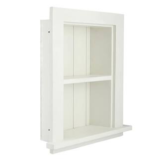 AdirHome 12.75 in. W x 4.75 in. D x 19 in. H White Wood Bathroom Recessed Wall Shelf 515-01-WHI