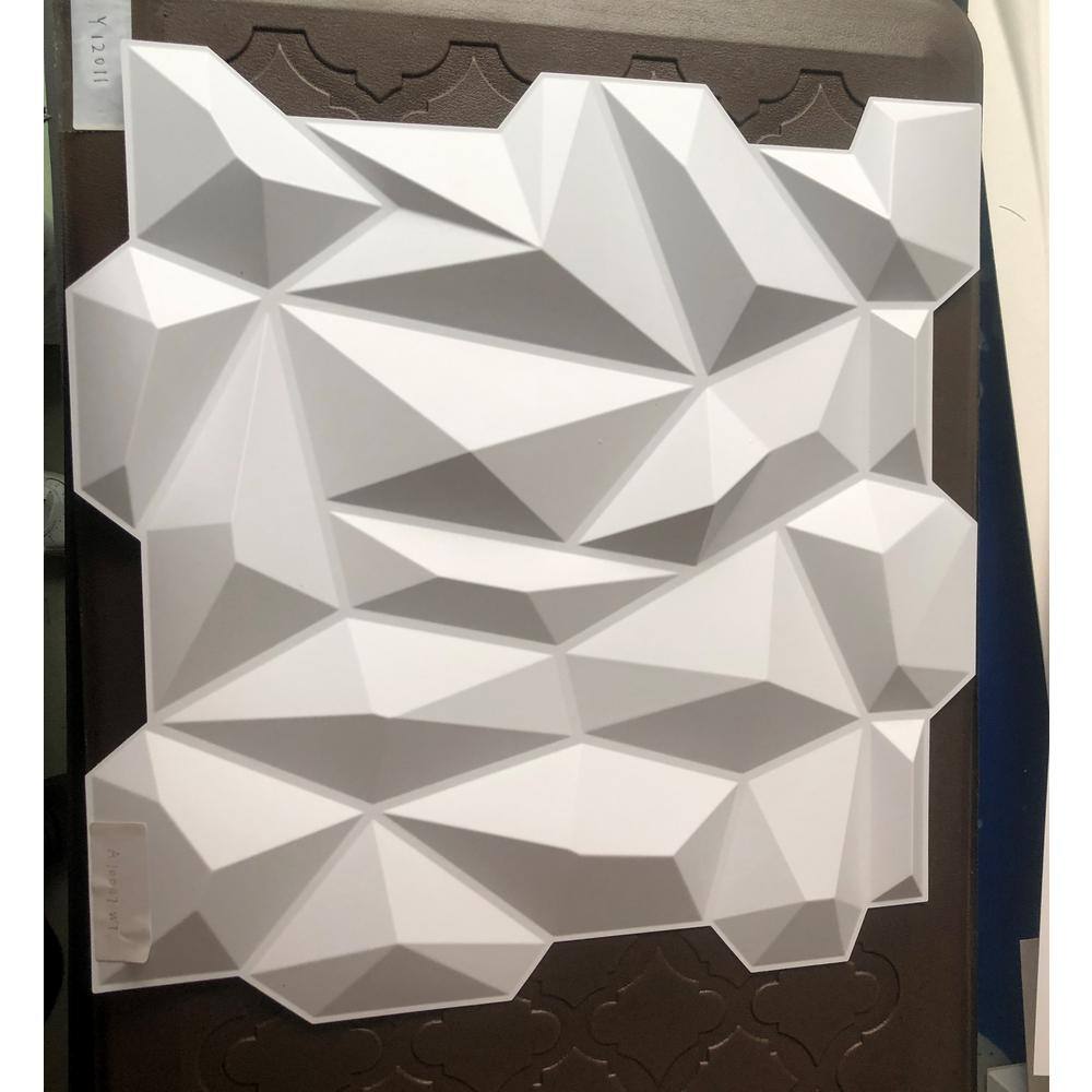 Art3d Diamond Embossed Pattern 19.7 in. x 19.7 in. PVC 3D Wall Panel in White for Interior Decor (12-Panels) A10hd047WTP12