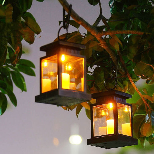 (Set of 6)Hanging Solar Lanterns - ANDEFINE Outdoor LED Umbrella Lights Waterproof Candle Lamps Hang on Patio Umbrella Shepherd's Hooks Tree (Yellow Light， Pack of 6)