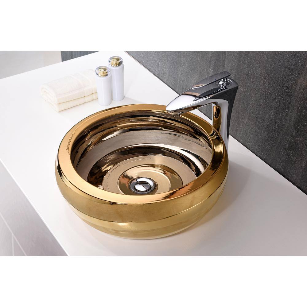 ANZZI Regalia Series Vessel Sink in Smoothed Gold LS-AZ181