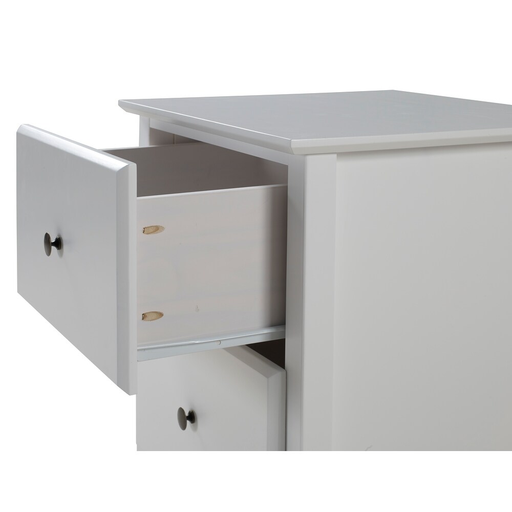 Shaker Style 2 Drawer Night Stand   White Finish