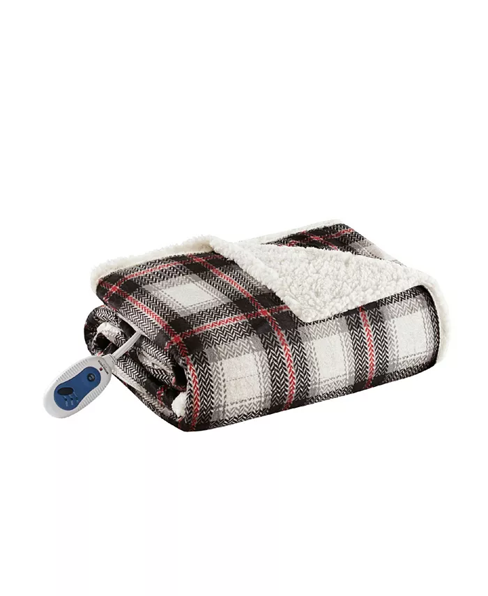 Woolrich Ridley Plaid Electric Faux-Mink to Berber Throw， 60