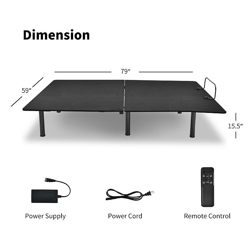 Queen Size Adjustable Bed Base Frame with Wireless Remote Control