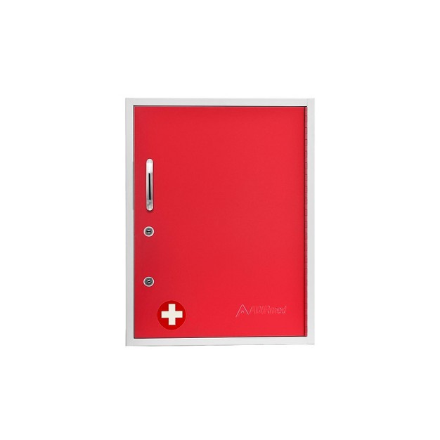 Adirmed 21 In H X 16 In W Dual Lock Surface mount Medical Security Cabinet In Red With Pull out