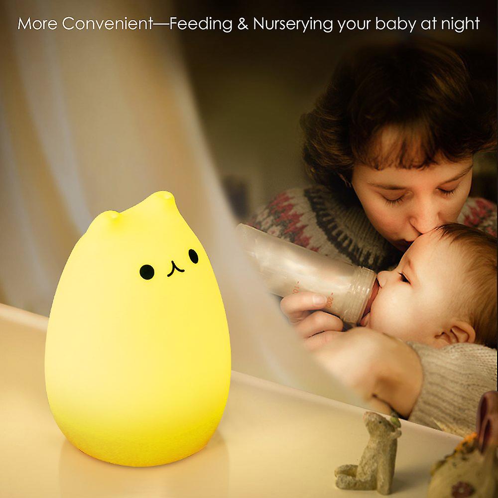 Led Cat Night Lights， Touch Control Dimmable Night Light， Rechargeable Silicone Table Night Light For Nursery Baby Toddler And Teen Room Decor