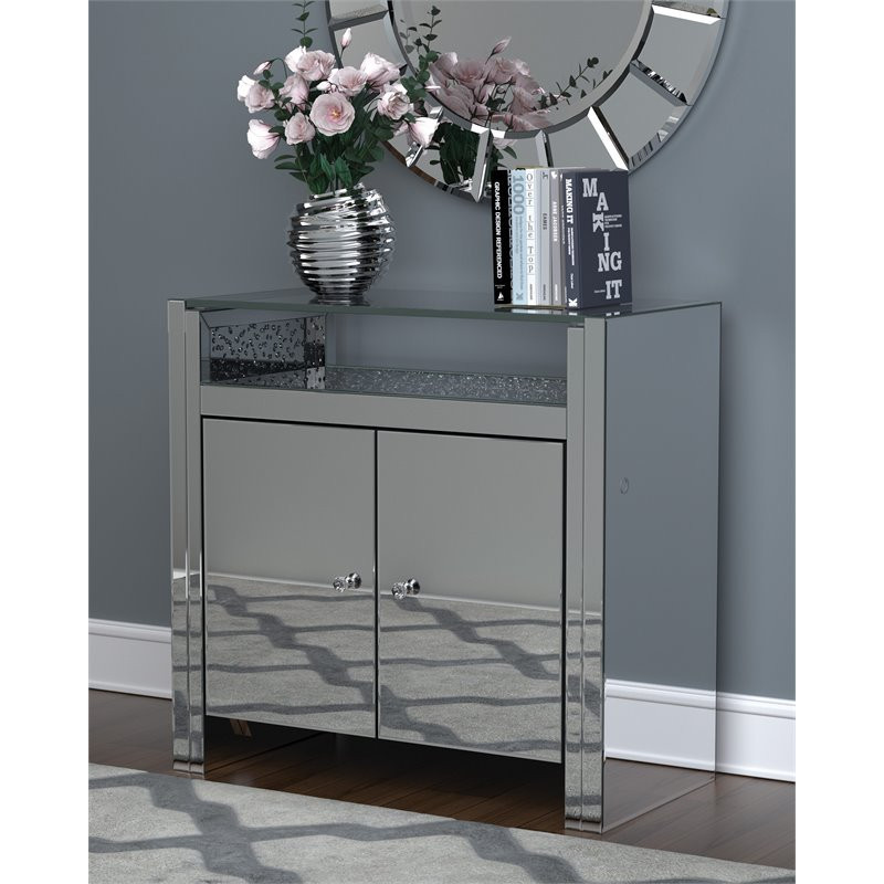 Coaster Contemporary Wood 2 Door Rectangular Accent Cabinet in Silver   Contemporary   Accent Chests And Cabinets   by Homesquare  Houzz