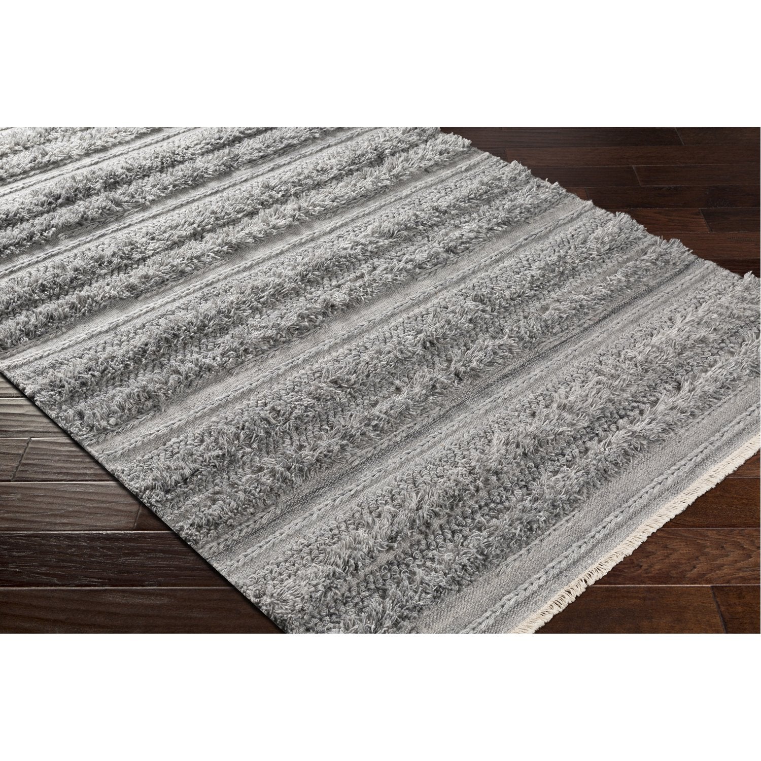 Lugano Hand Woven Rug in Medium Gray, Black, Cream