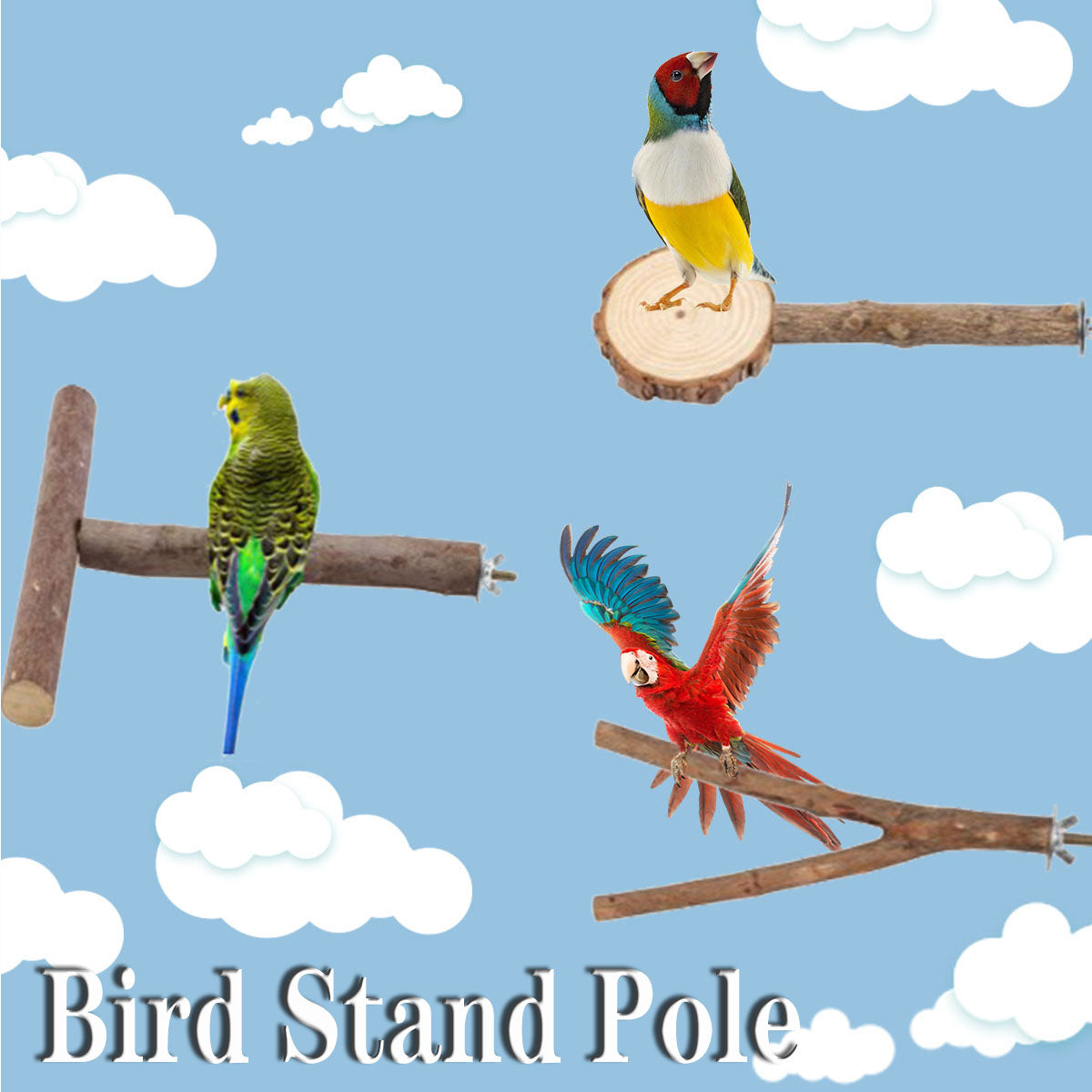 Bird Perches Bird Cage Accessories Bird Toy Suitable for Use Indoor and Outdoor Bird Stand Pole 3PCS