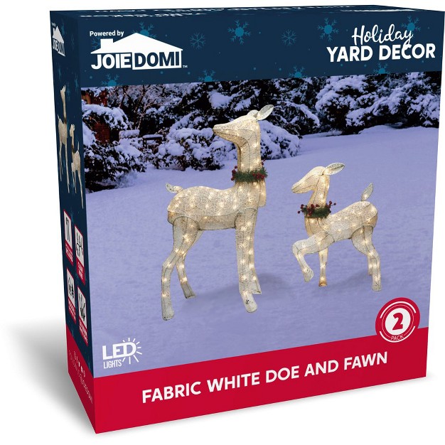 Joiedomi White Christmas Doe And Fawn Yard Lights 2 Packs 130 130 Led Lighted