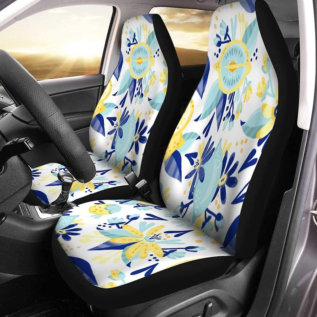 Set Of 2 Car Seat Covers Lemon Summer Universal Auto Front Seats Protector Fits For Car，suv Sedan，truck D---43834