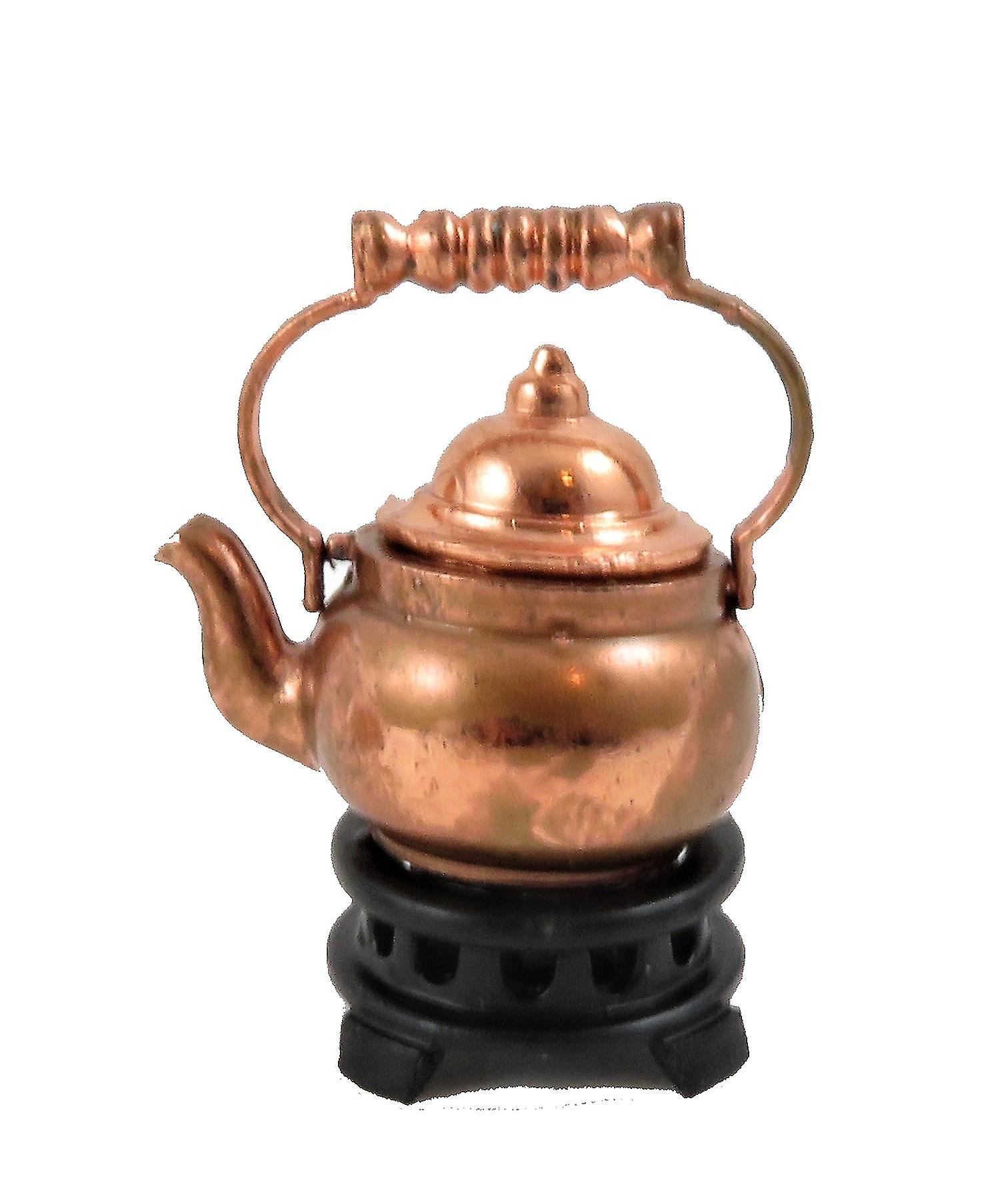 Dolls House Old Fashioned Copper Kettle On Stand 1:12 Kitchen Accessory