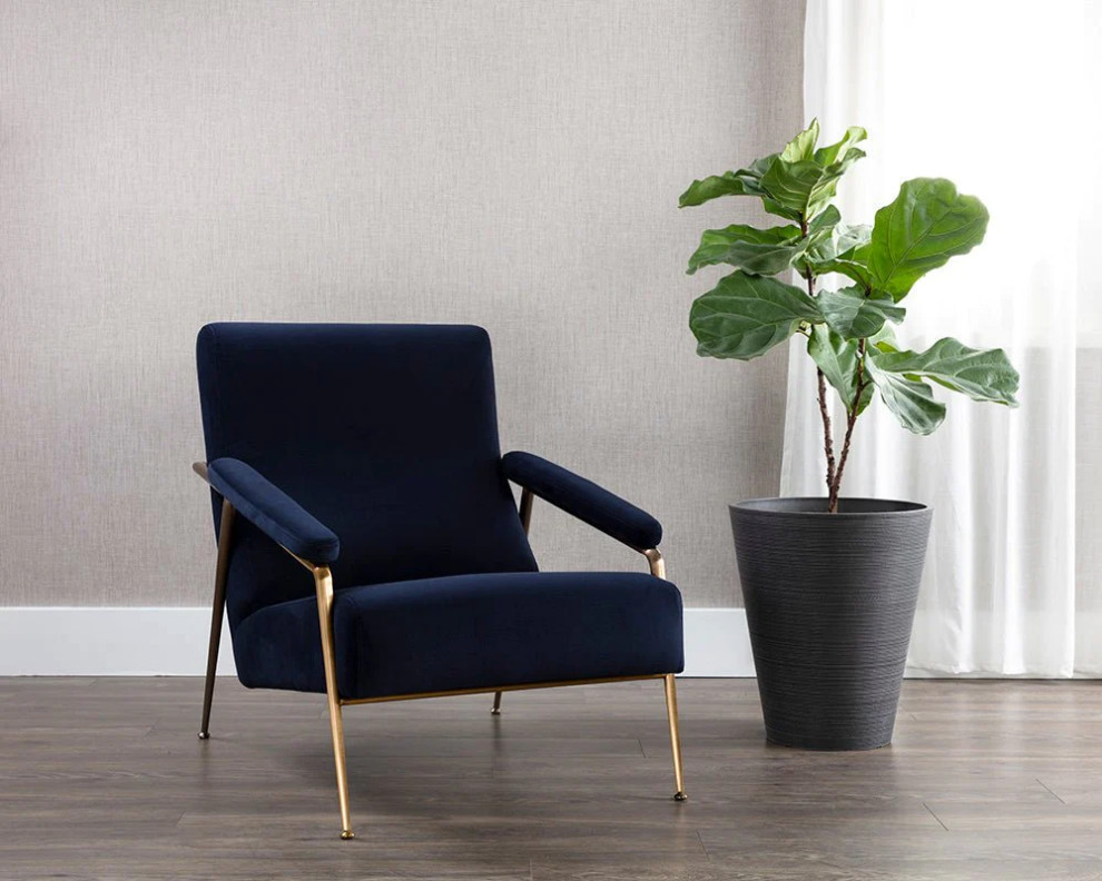 Hodge Lounge Chair   Abbington Navy   Midcentury   Armchairs And Accent Chairs   by Rustic Home Furniture Deco  Houzz